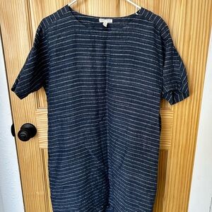 Eileen Fisher Navy and White Striped Line Tunic